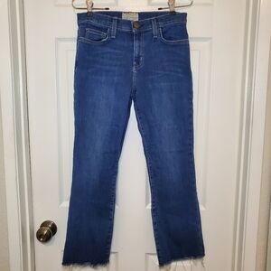 Current/Elliott Jeans Women's Size 27" Blue The Kick Cropped Denim Ellis Raw Hem